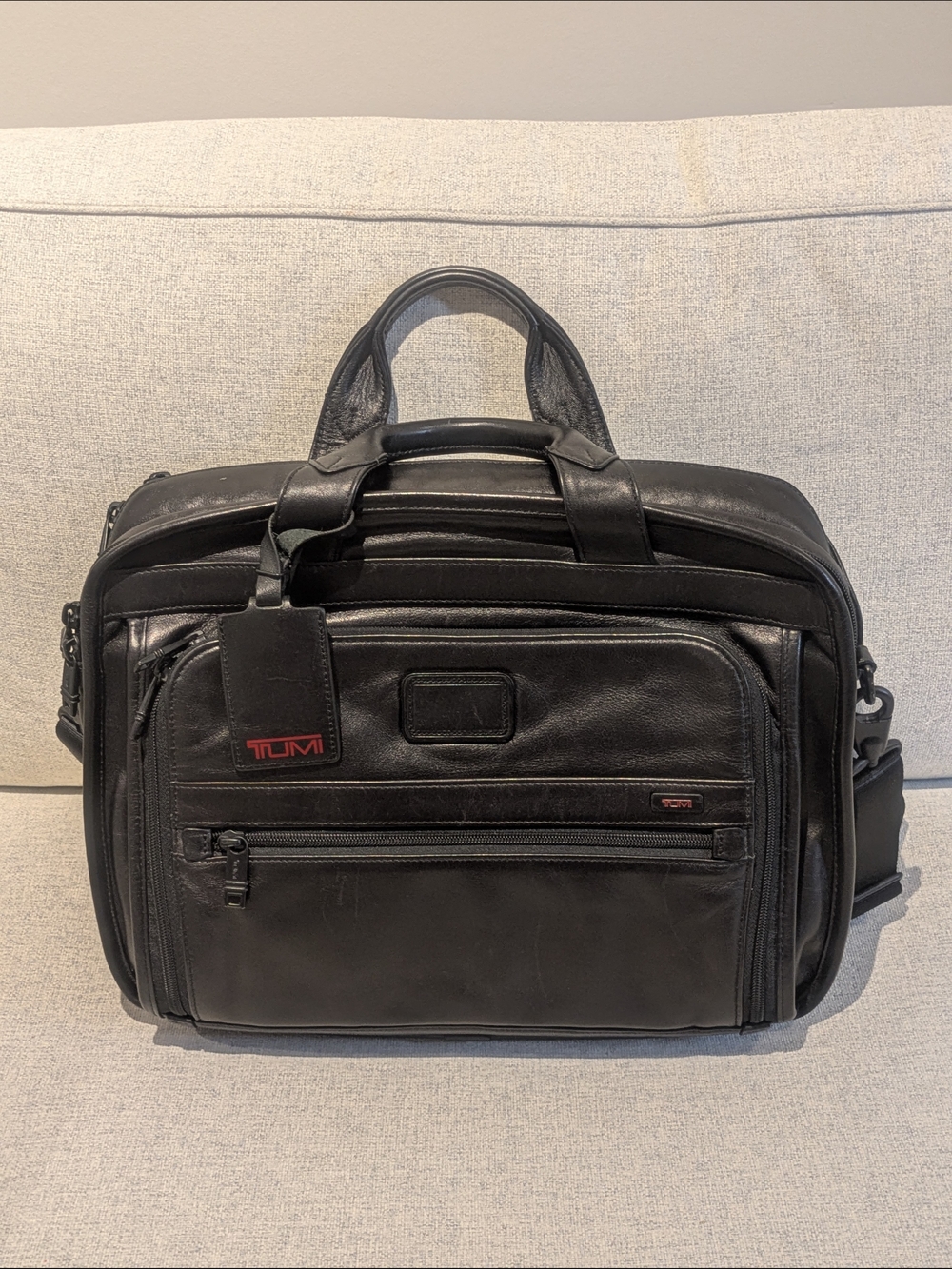 TUMI Alpha 96132DH Black Leather Organizer Laptop Briefcase Y2K